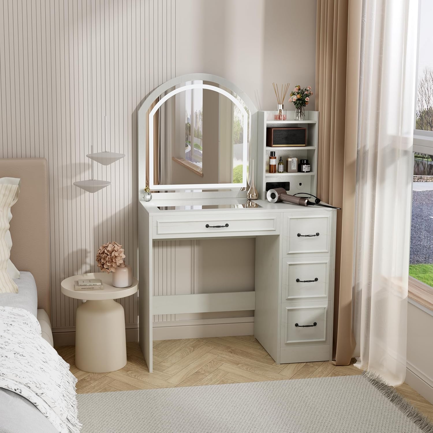 Home Outlet Bathroom Vanity - Modern Vanity Desk with Lighted Mirror,