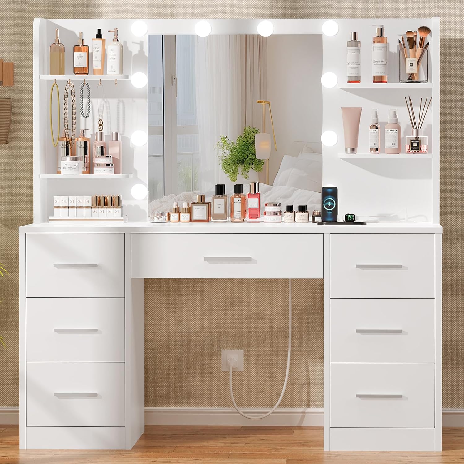 Home Outlet Bathroom Vanity - Large Vanity Desk LED Lighted Mirror
