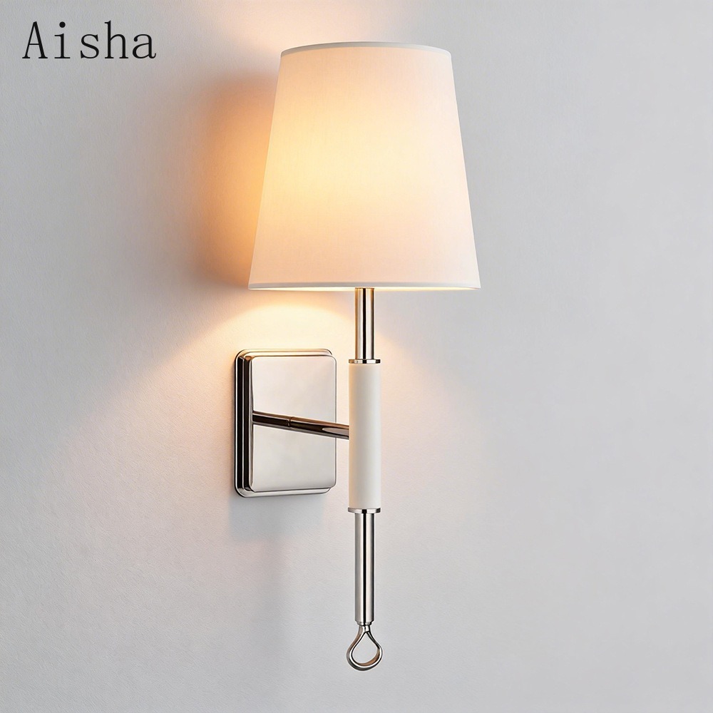 Home Bathroom Lighting Design - American Fabric Wall Lamp Retro Living