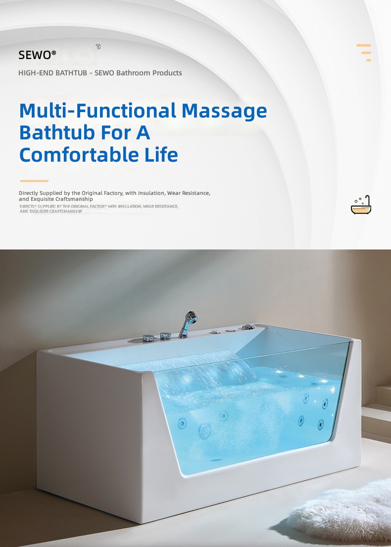 Acrylic Massage Bathtub, Smart - Home Bathroom Jacuzzi Tub review and price