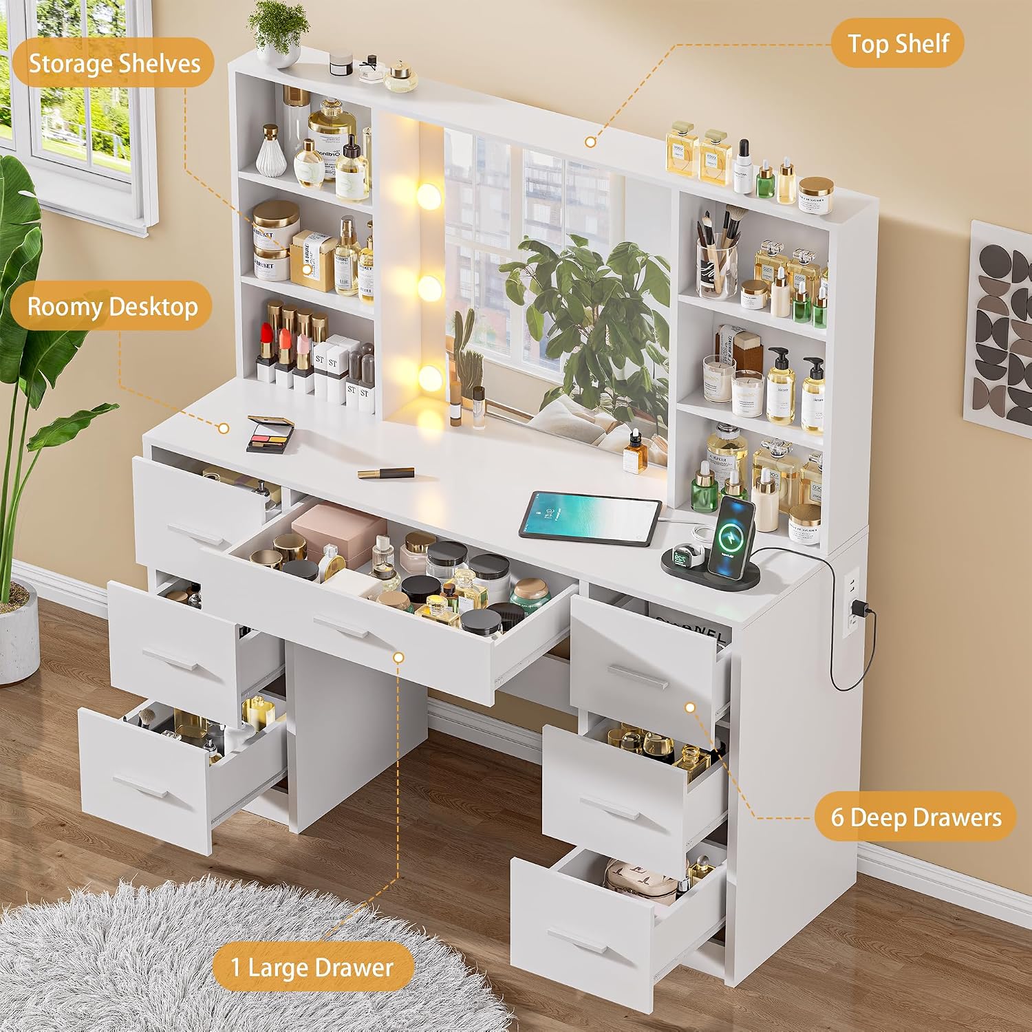 Large Vanity Desk with LED Mir - Home Outlet Bathroom Vanity review and price