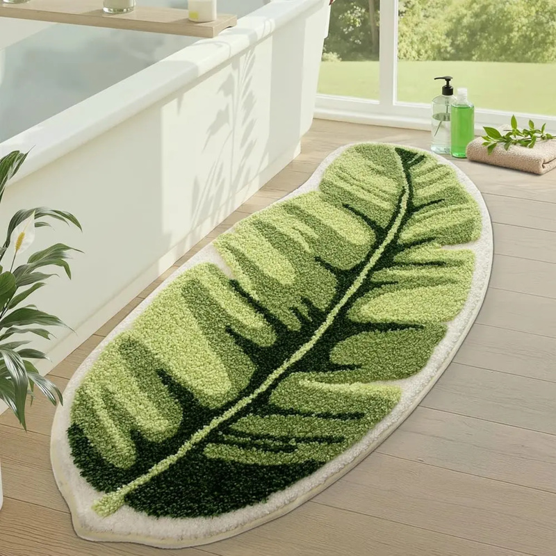VIKAMA Small Fresh Green Leaf  - Zara Home Bathroom Mat review and price