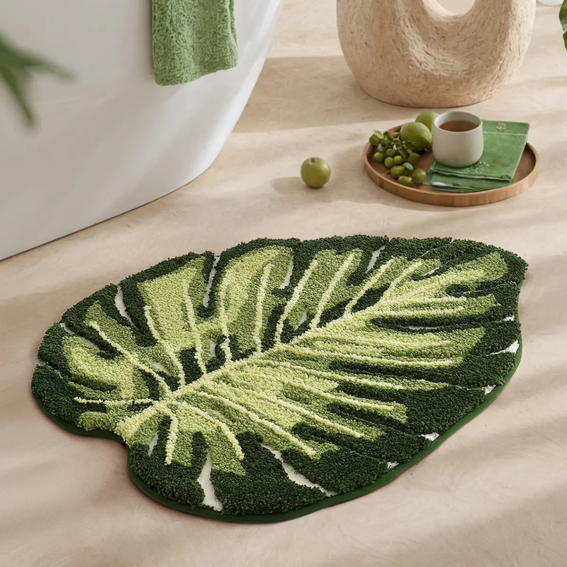 VIKAMA Small Fresh Green Leaf  - Zara Home Bathroom Mat review and price