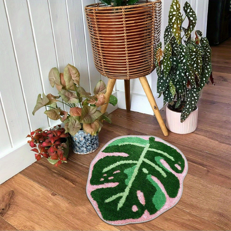 VIKAMA Pink Tropical Leaf Plus - Zara Home Bathroom Mat review and price