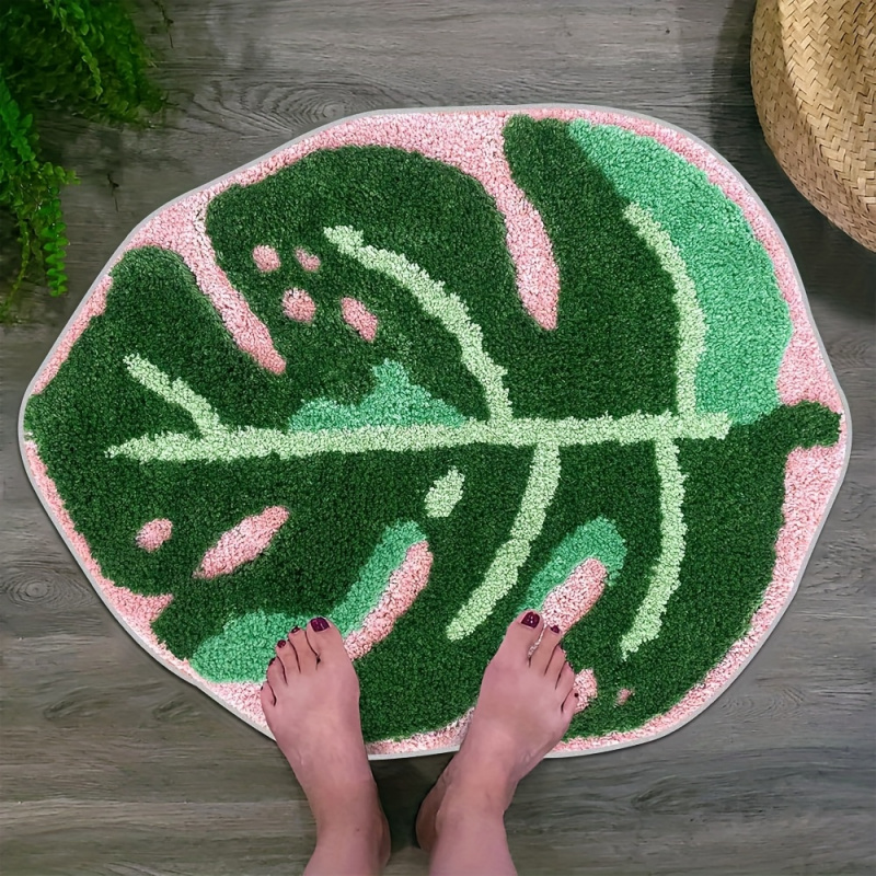 VIKAMA Pink Tropical Leaf Plus - Zara Home Bathroom Mat review and price